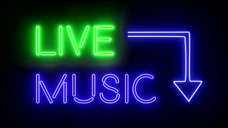 Live-Musik-Leuchtreklamen,-Logo-Text,-Leuchtend-Mehrfarbig,-4K